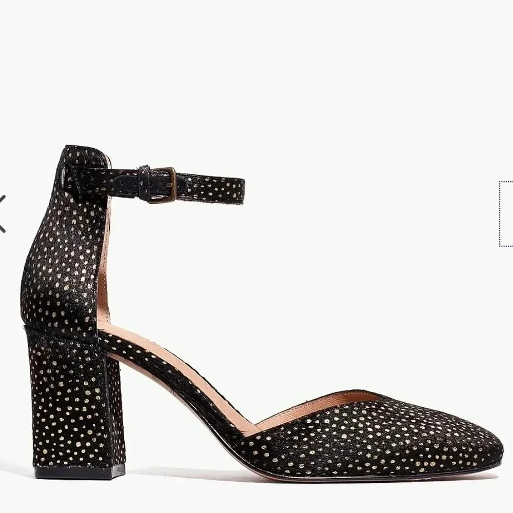 Madewell the Dove Sandal in Metallic Dot Calf Half Block High Heel Women's 10